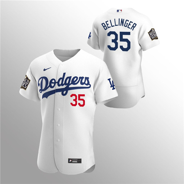Men's Los Angeles Dodgers #35 Cody Bellinger White 2020 World Series Bound stitched MLB Jersey Men's Los Angeles Dodgers #35 Cody Bellinger White 2020 World Series Bound stitched MLB Jersey